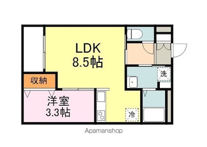 広島県福山市手城町４丁目[1LDK/30m2]の間取図