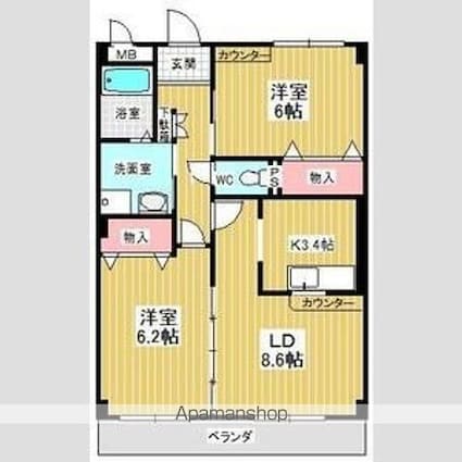 フォレストスクエア　シバタ[2LDK/56.76m2]の間取図