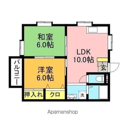 椿ハイツ[2LDK/50.15m2]の間取図