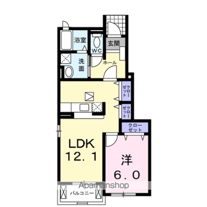 アイリスコートＡ[1LDK/45.72m2]の間取図
