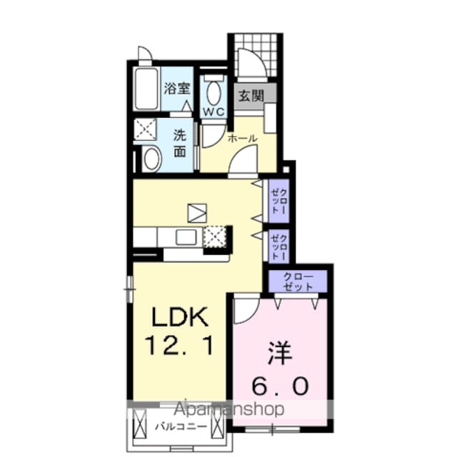 アイリスコートＡ[1LDK/45.72m2]の間取図
