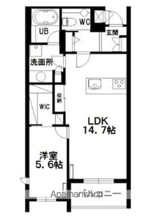 Ｈｉｌｌｓ　Ｒｅｓｉｄｅｎｔｉａｌ　Ｓ１２[1LDK/53.68m2]の間取図