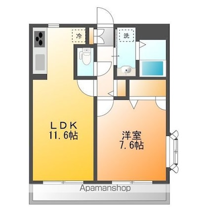 ミラベルガーデン[1LDK/47.71m2]の間取図