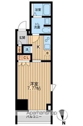 東京都新宿区大久保２丁目[1K/24.57m2]の間取図