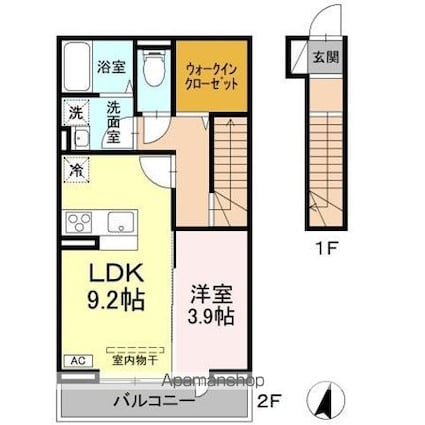 コンフォート　Ｗ棟[1LDK/42.37m2]の間取図