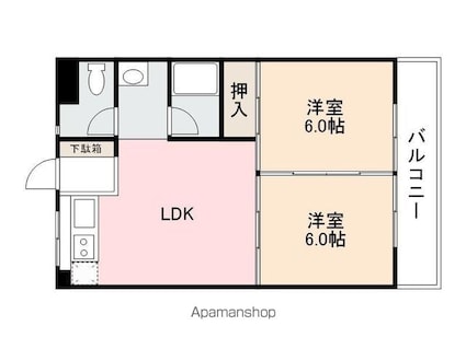 カーサクレスト[2LDK/46.98m2]の間取図