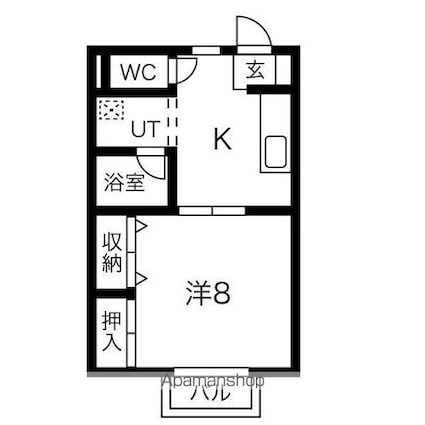 ルーブル大沼[1K/33.74m2]の間取図