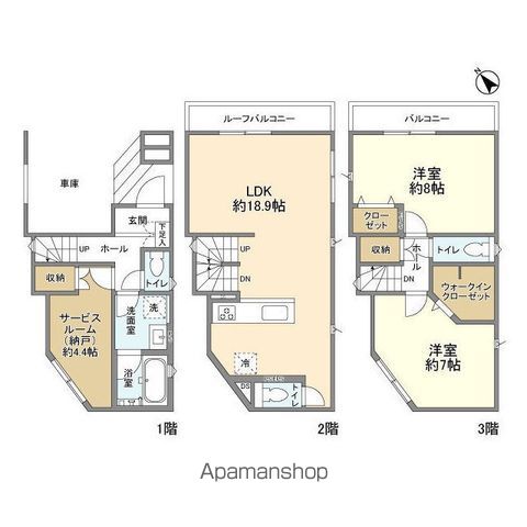 湘南モノレール 片瀬山駅 徒歩10分 3階建 新築の間取り写真