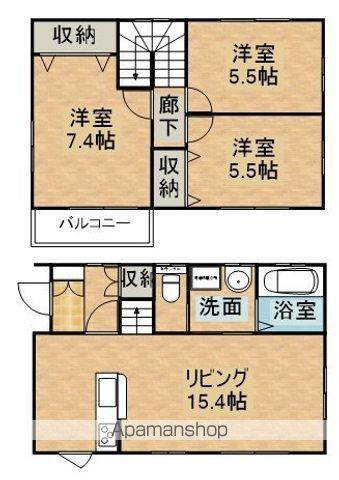 大田原市 2階建 築3年の間取り写真