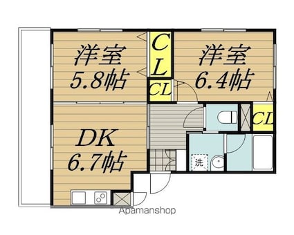アンティエ[2DK/45.43m2]の間取図