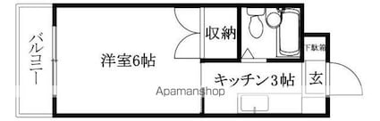 コーポヤマキ　Ｂ棟[1K/17.55m2]の間取図