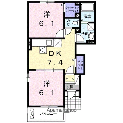 アルデーアＡ[2DK/44.75m2]の間取図