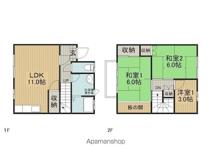 ハイツ中野[3LDK/68.5m2]の間取図