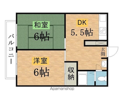 東京都八王子市平岡町[2DK/37.26m2]の間取図
