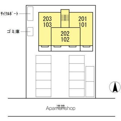 岡山県岡山市北区田中[2LDK/51.68m2]の配置図