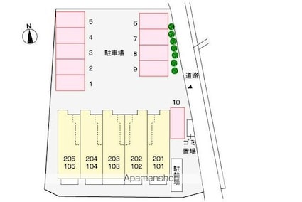 フルールＭ２[1LDK/41.98m2]の配置図