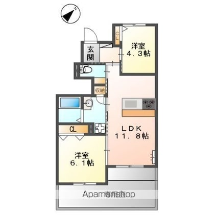Ｐａｒｔｅｎａｉｒｅ[2LDK/53.09m2]の間取図