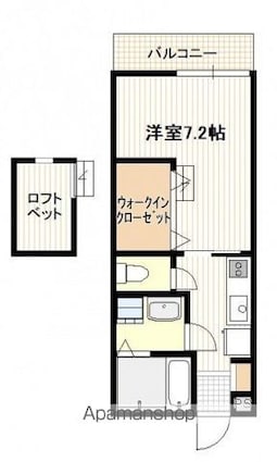 広島県広島市佐伯区吉見園[1K/26.25m2]の間取図