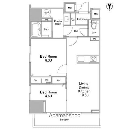東京都台東区寿２丁目[2LDK/49.21m2]の間取図