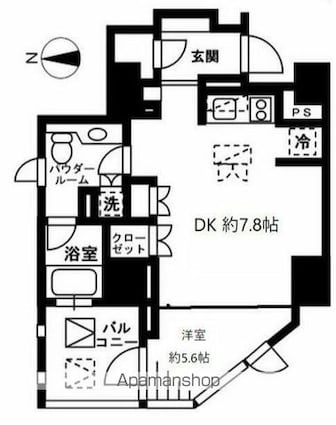 プライムアーバン四谷外苑東[1DK/36.09m2]の間取図