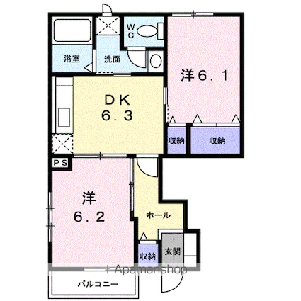 ハイランドさぬき　Ｂ[2DK/46.92m2]の間取図