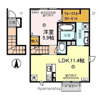 グランツ町屋[1LDK/48.24m2]の間取図