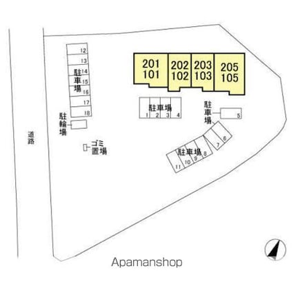 レイクビューみなみ[2LDK/63.64m2]の配置図