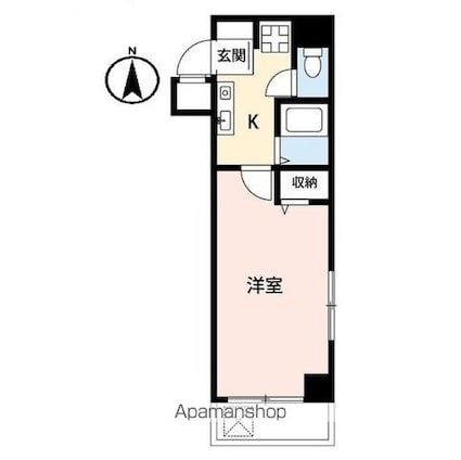 プレール三田[1K/23.49m2]の間取図