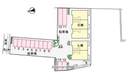 グラスハイツ盛兼Ｂ[2DK/43.86m2]の配置図