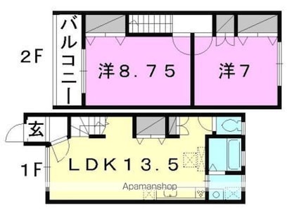 サザンコート東石井　Ｂ棟[2LDK/68.3m2]の間取図