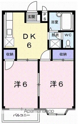 エルディムＹＯＵ[2DK/39.74m2]の間取図