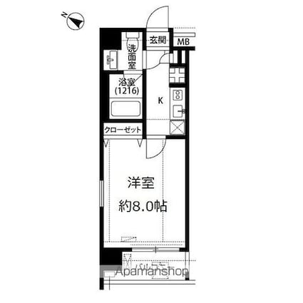 プレール・ドゥーク桜新町[1K/25.51m2]の間取図