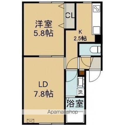 レモンハイツ山の手[1LDK/36.36m2]の間取図