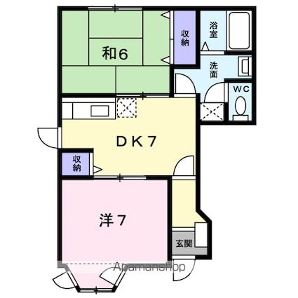 アムール幸　Ａ[2DK/43.23m2]の間取図