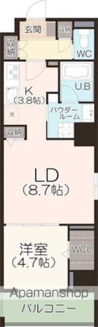 ＰｏｌｉＣｕａｄｒｏ　Ｔｏｗｅｒ　Ｉ[1LDK/44.27m2]の間取図