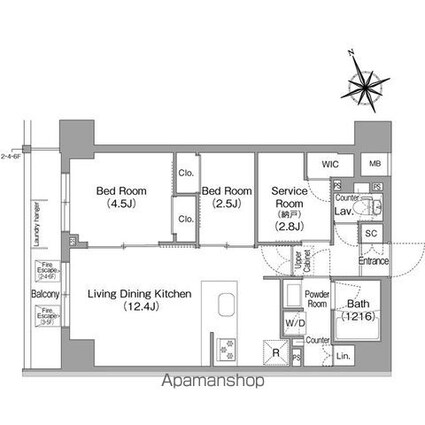 コンフォリア東葛西[2SLDK/50.53m2]の間取図
