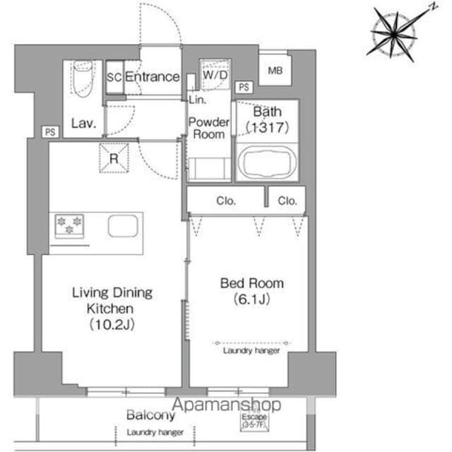 ＨＦ押上レジデンス[1LDK/40.23m2]の間取図