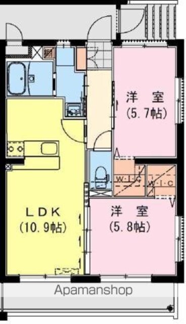 Ｒｅｖｅｌ　Ｏｃｅａｎ[2LDK/50.37m2]の間取図