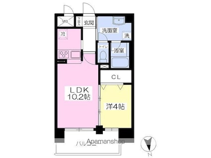 アーバン清水町[1LDK/37.5m2]の間取図