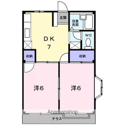 エルディム檀[2DK/39.74m2]の間取図