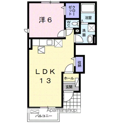 カーサ・ゼフィーロ[1LDK/45.31m2]の間取図