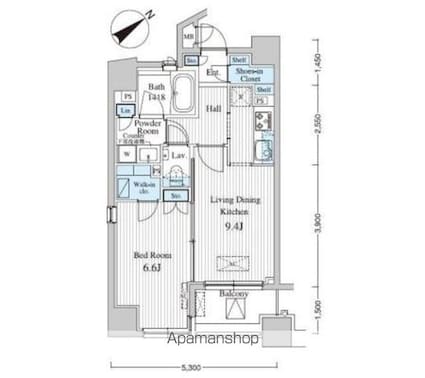 ＭＦＰＲコート赤坂見附[1DK/42.92m2]の間取図