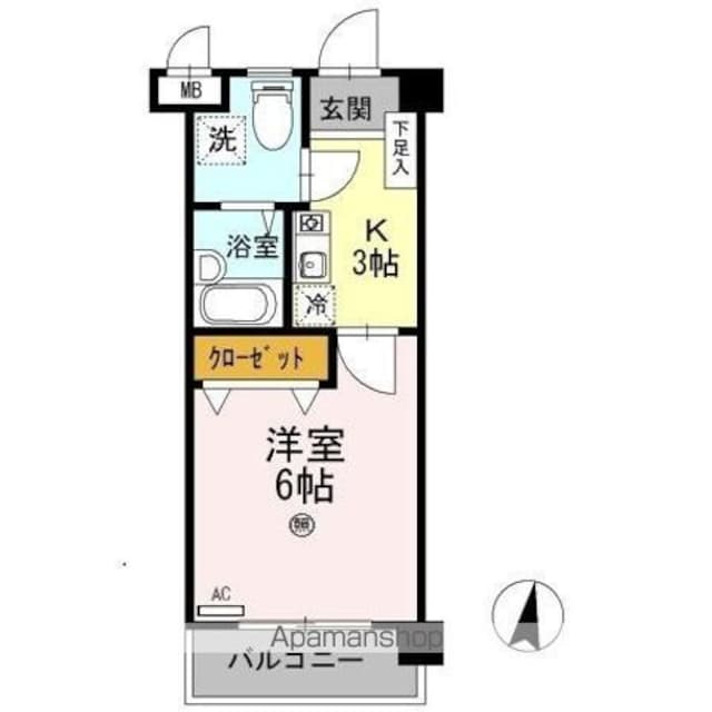 インペリアル宮前[1K/20.3m2]の間取図