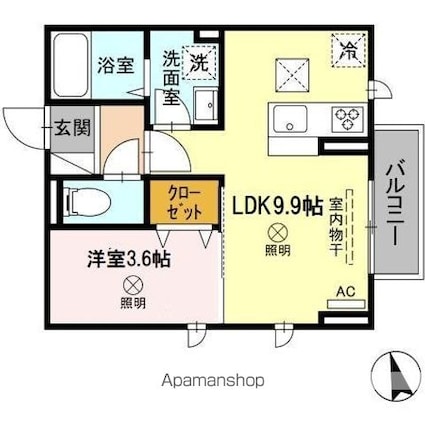 ＤＭＫー２３[1LDK/32.79m2]の間取図