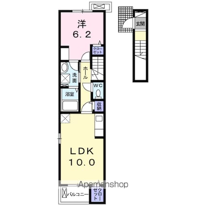 ル　ソレイユＢ[1LDK/43.79m2]の間取図