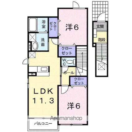 プラシードⅠ[2LDK/58.48m2]の間取図