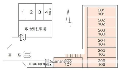 香川県高松市木太町[1K/19.5m2]の配置図