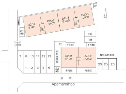 元山ハイツＡ・Ｂ[3DK/55.43m2]の配置図