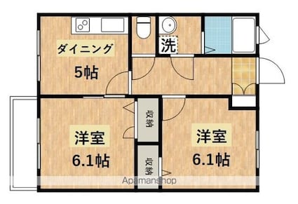 リヴェール滝山[2K/41.25m2]の間取図