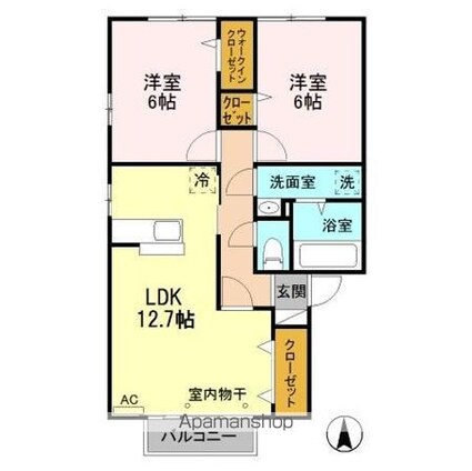 ＧＥＮＩＡＬ（ジェニアル）　Ｂ[2LDK/59.59m2]の間取図